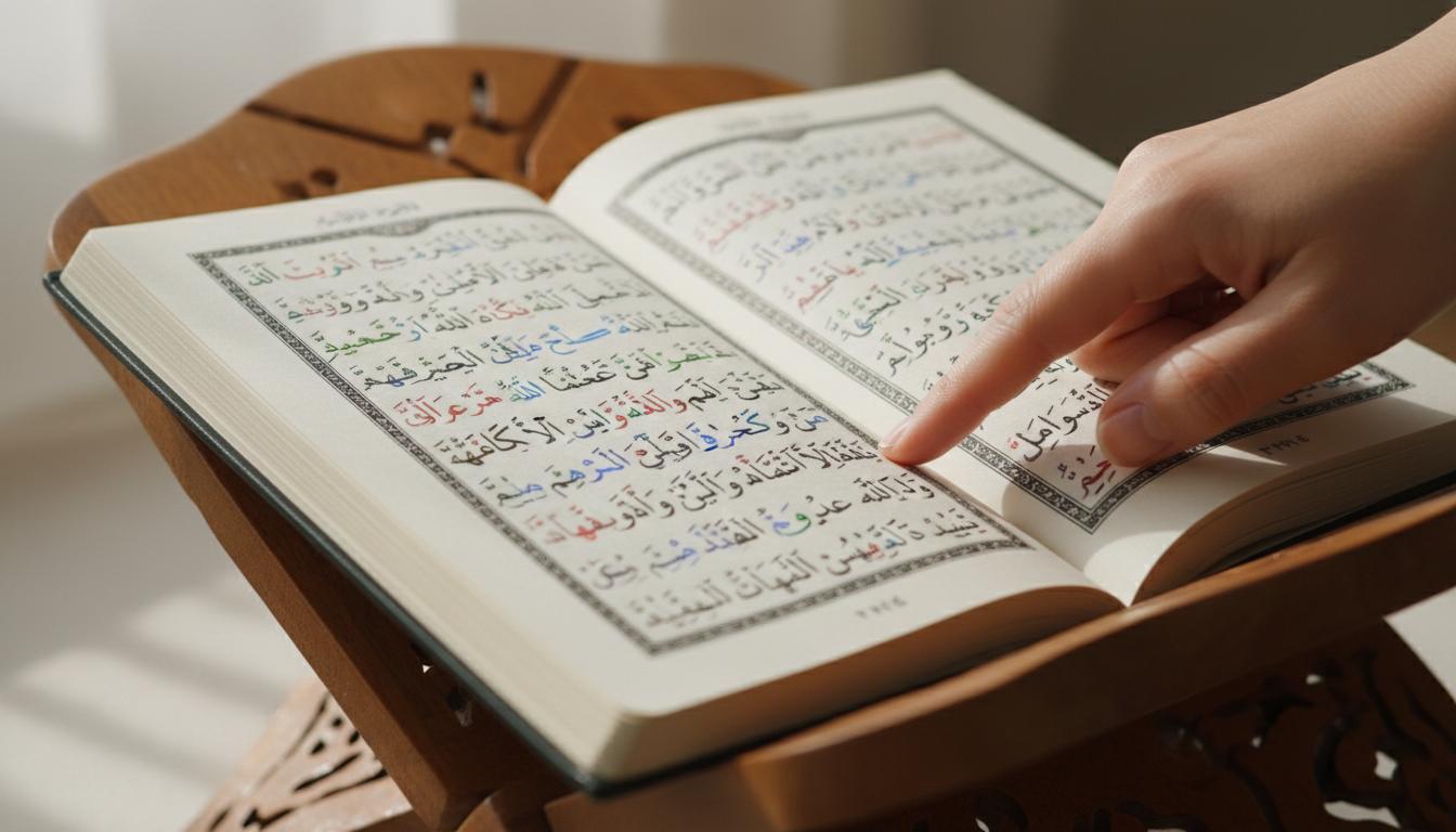 Quran reading with Tajweed rules and proper pronunciation